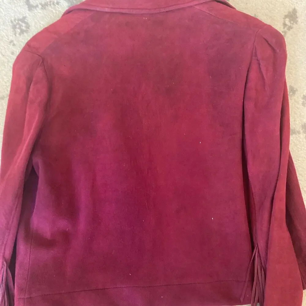 Vintage Burgundy suede cropped jacket ladies medium - Picture 14 of 16